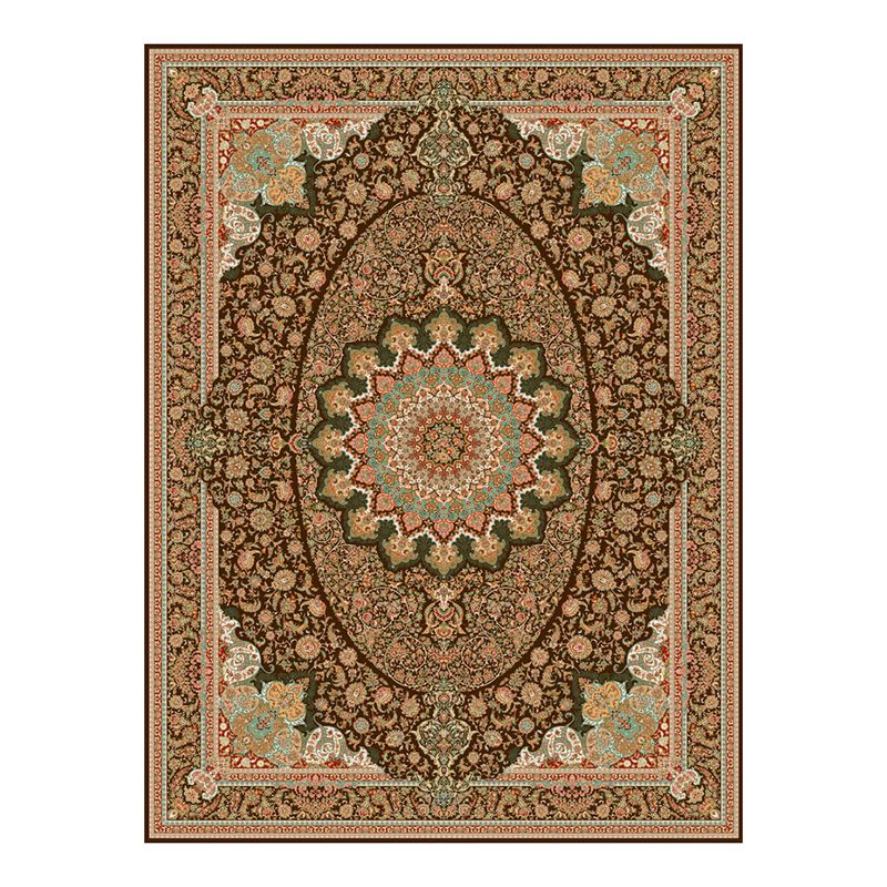 Brown Vintage Teppich Polyester Medaillon Teppich Nicht-Rutsch-Backing Teppich für Wohnkultur