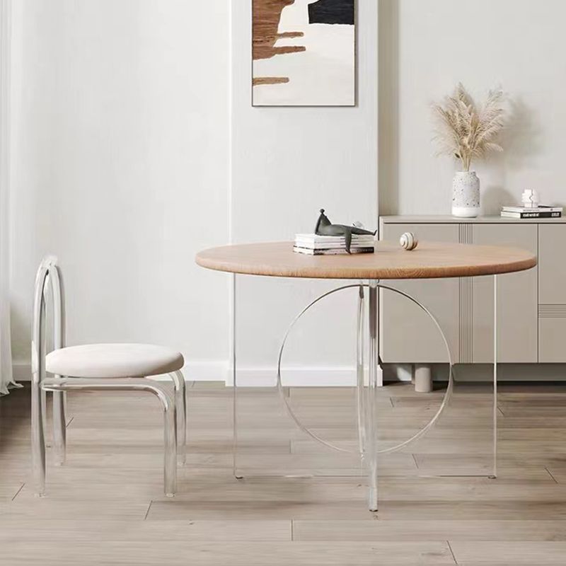 Round Dining Table Set 1/2/3/4 Pcs Acrylic Base Table and Chairs
