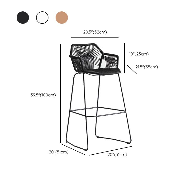 Contemporary Plastic Barstool Armed Stool with Steel Black Frame