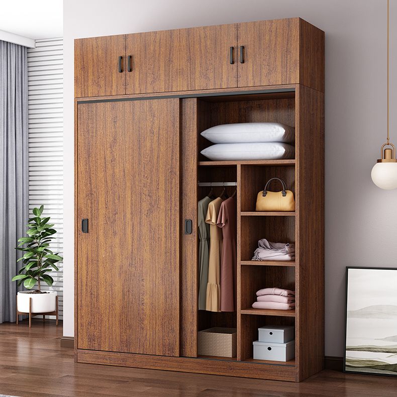 Engineered Wood Wardrobe Armoire Modern Storage Cabinet with Shelves