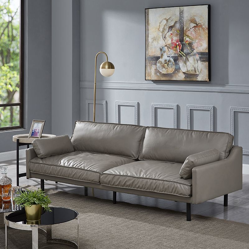 Modern 4-Seater 29.52" H Genuine Leather Pillow Top Arm Sofa