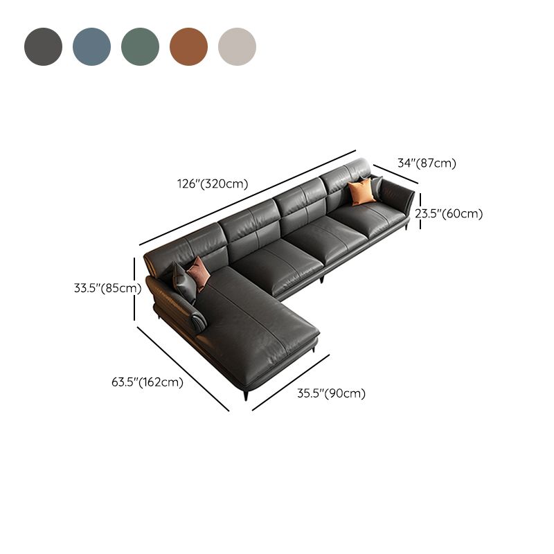 Modern Cushions Flared Arm Seating Living Room Faux Leather Stationary Sofa