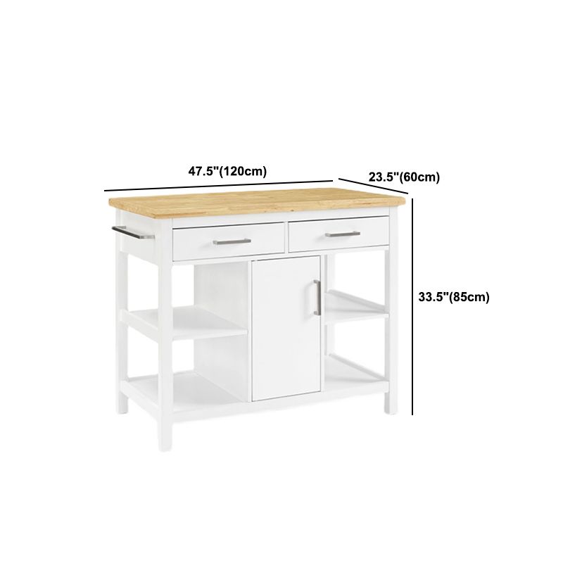 Modern Stationary Island Table Rectangular Wood Kitchen Island Table