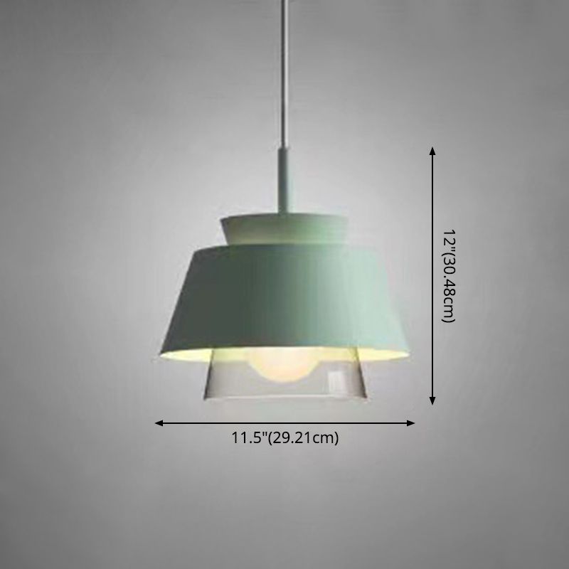 2-Shade Pendulum Light Macaron Metal and Glass 1-Bulb Restaurant Ceiling Pendant Lamp