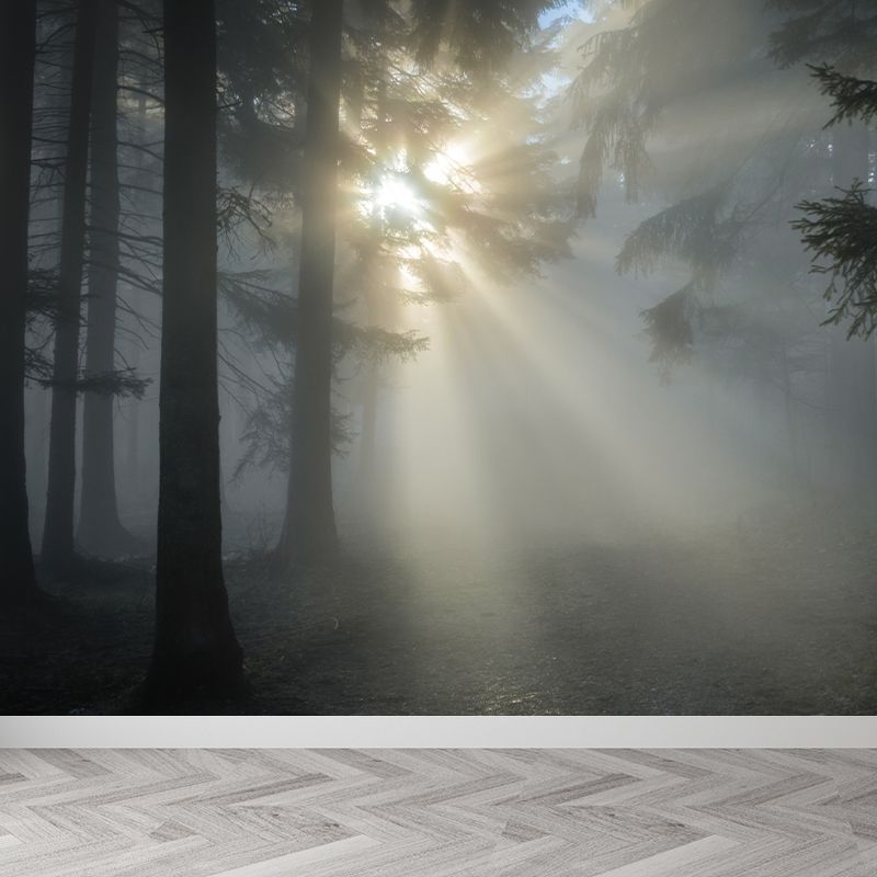 Light Color Misty Landscape Mural Moisture Resistant Modern Style Bedroom Wall Art