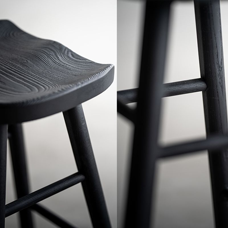 Modern Style Counter Stool Black Solid Wood Bar Stool for Indoor