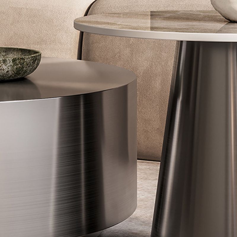 Mid-century Modern Cocktail Table Grey/gold Metal Round Coffee Table