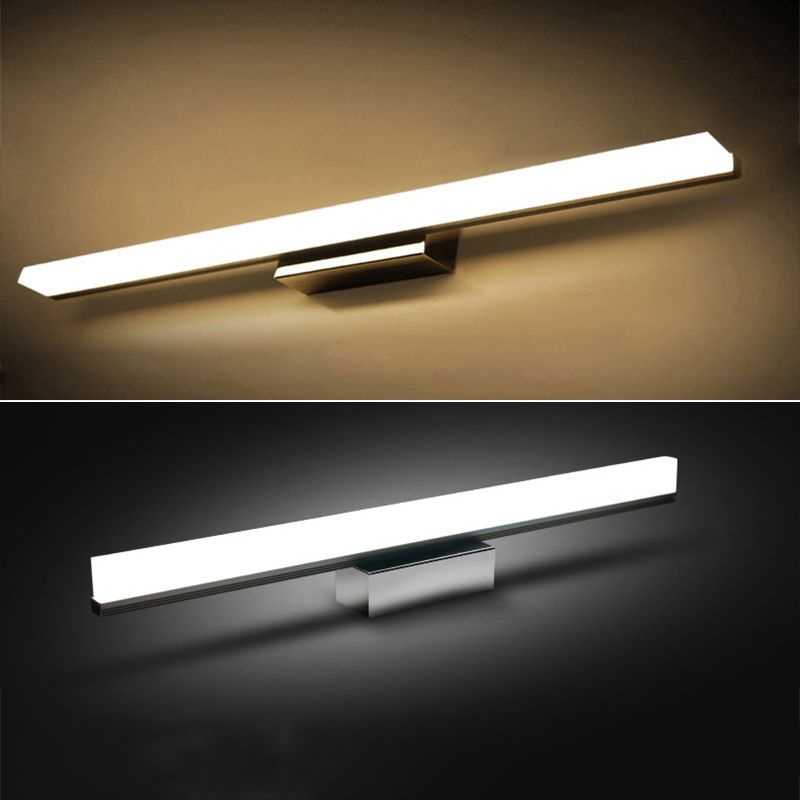 1-Light Linear Wall Sconce Modern Simple Style Mirror Wall Lighting in Silver