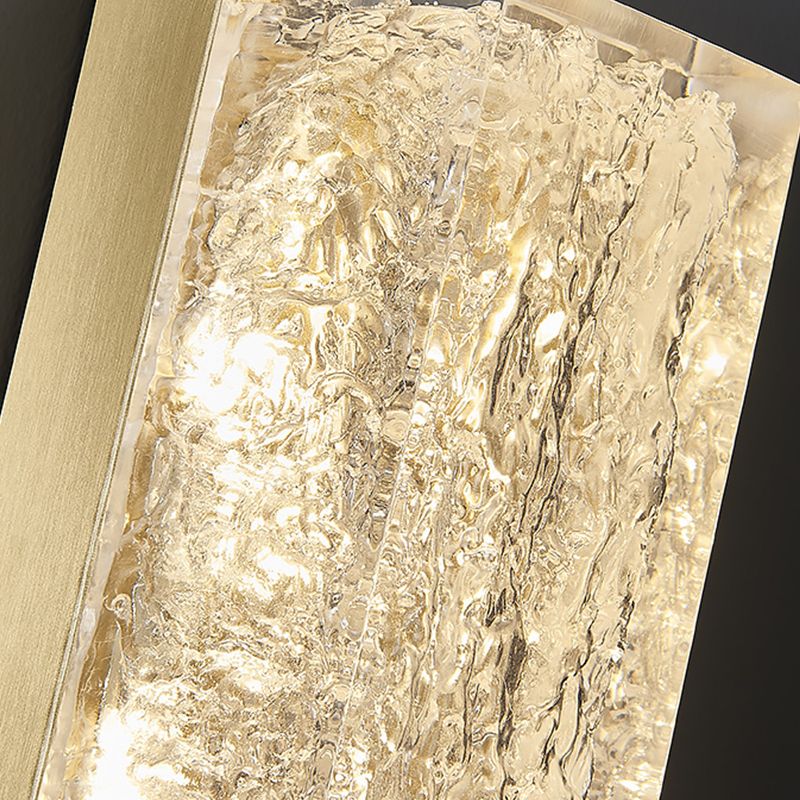 Modern Style Brass Wall Light Cuboid Shape Wall Sconce for Living Room