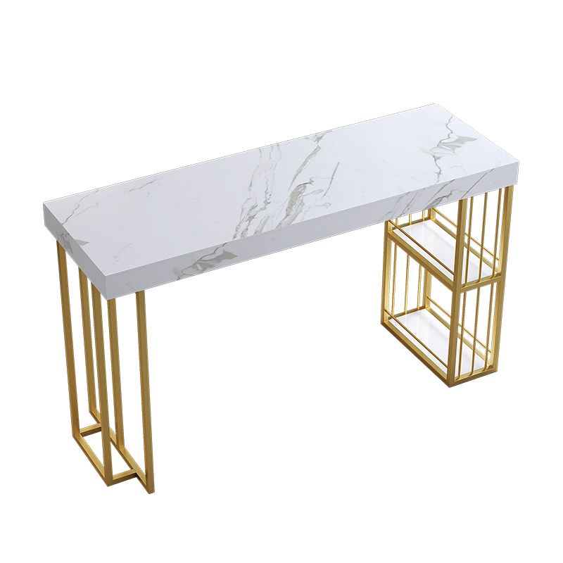 Modern 1/3 Pieces Bar Table Set Rectangle Stone Counter Table with Stools for Dining Room