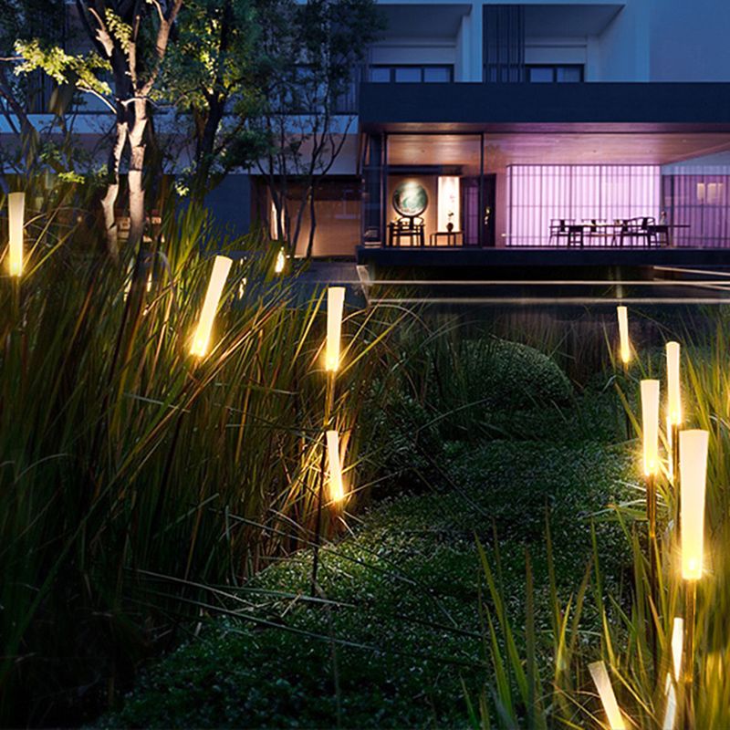 Minimalism Reed Shaped Ground Lighting Acrylic Courtyard LED Landscape Light in Black, 10 Pcs