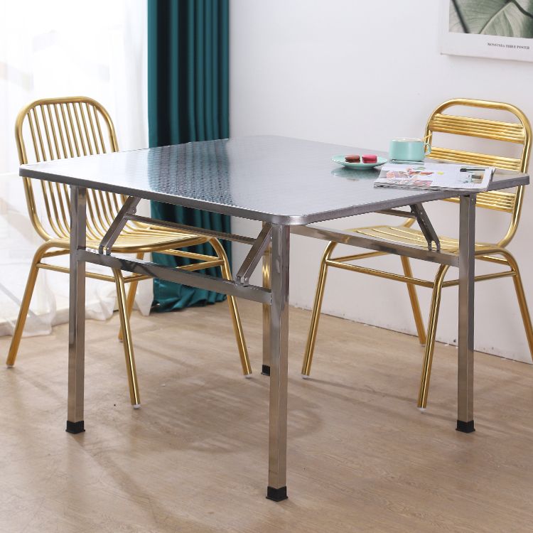 Industrial Square Stainless Steel Dining Table Standard Silver Dining Table for Kitchen