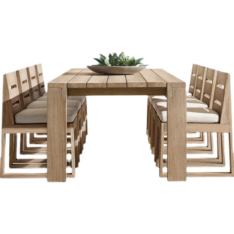 Boho Style 1/9 Pcs Patio Dining Table Set Wood Dining Table Set