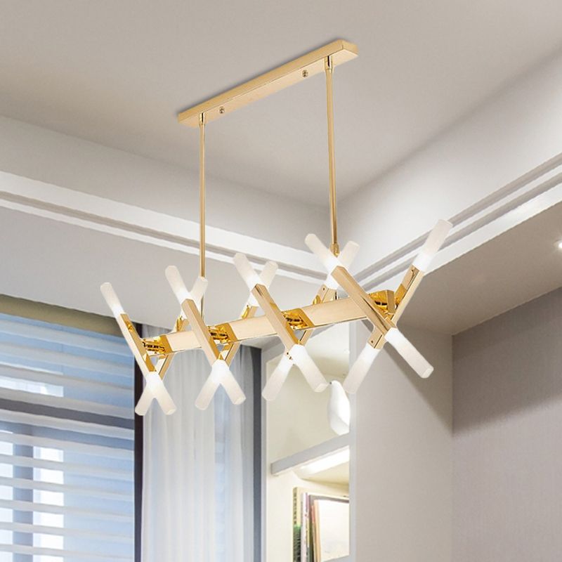 Acrylic Tube Island Pendant Modern 16/20 Lights Black/White/Gold Ceiling Pendant Light for Dining Room