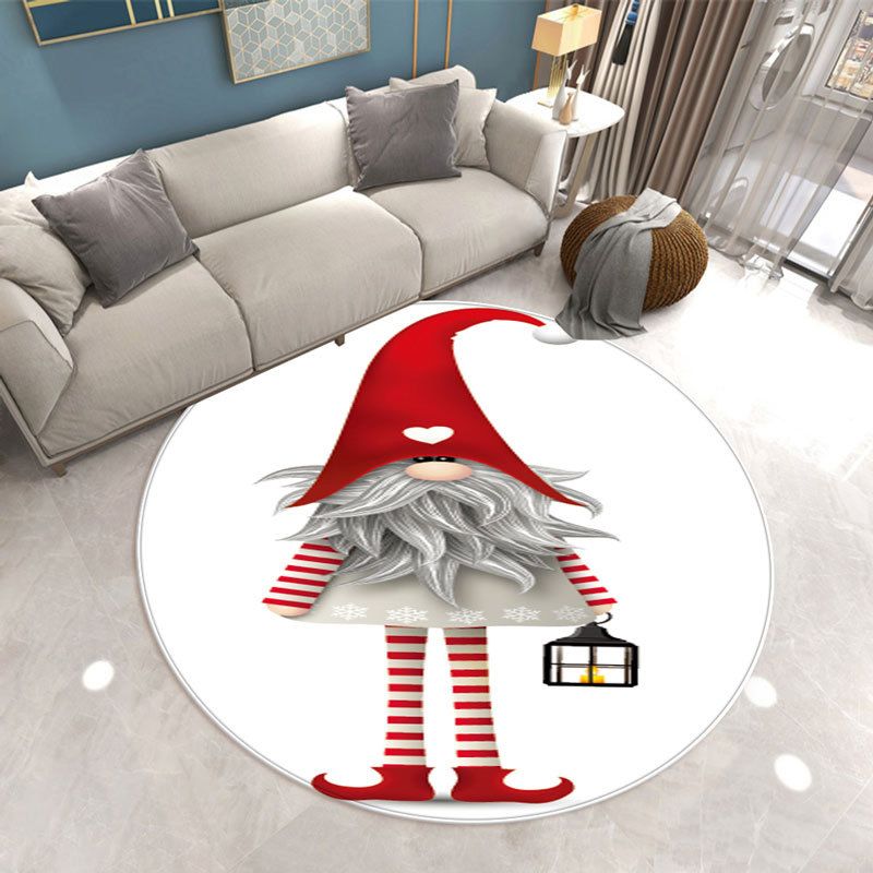 Fancy Simple Carpet White Father Christmas Carpet Washable Carpet for Home Decor