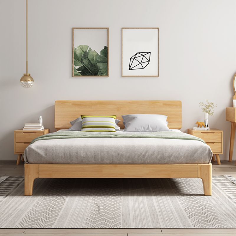 Traditional Wooden Standard Bed with Rectangular Headboard Bed