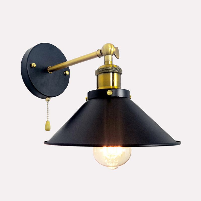 Black Modern Wall Sconce Cone Shape Vanity Lamp with Metal Shade for Bathroom