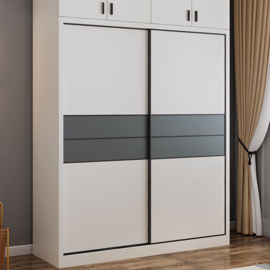 Contemporary Style Wardrobe White Colour Wooden Bedroom Wardrobe Closet