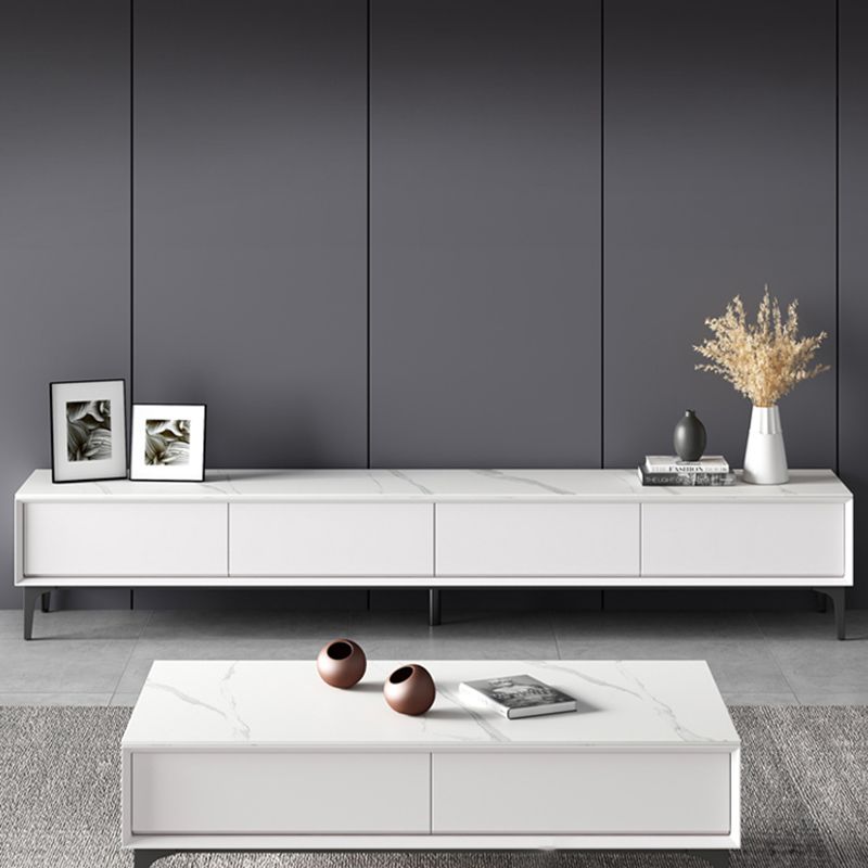 16.5" H TV Console , Engineered Wood 3 / 4 Drawers Tv Stand in White