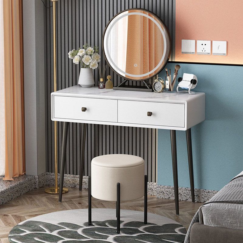 Vanity Stone Makeup Dressing Table Stool Set with Drawer - 31.5" H