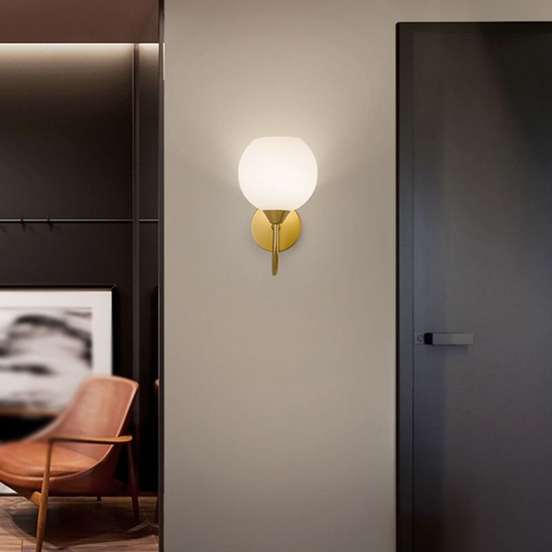 Nordic Style Wall Light Ball Shape Wall Lamp with Glass Shade for Bedroom