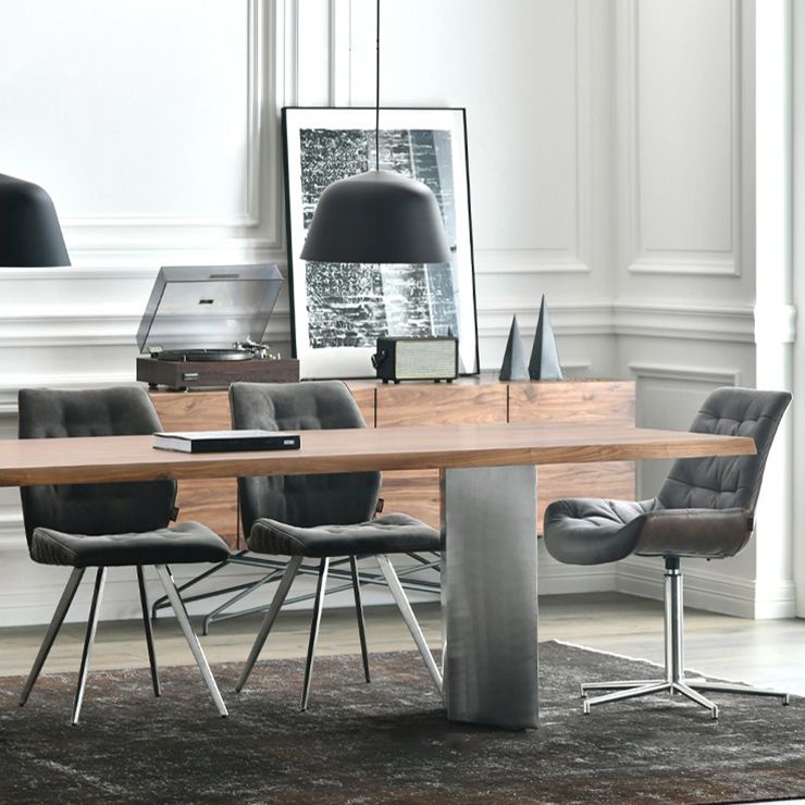 Metal Industrial Rectangular Dining Table Wood Top Table for Kitchen and Dining Room