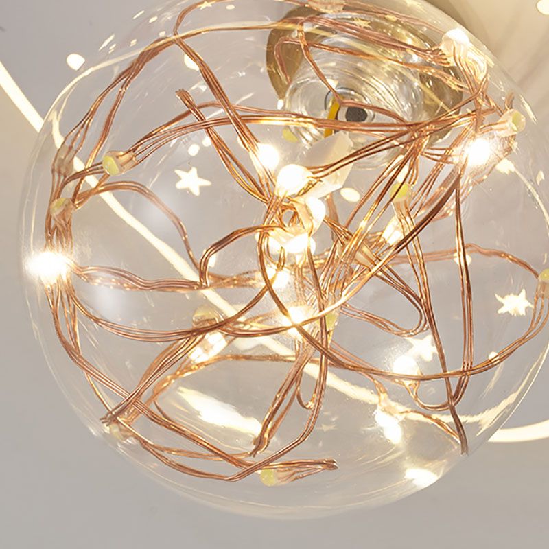 Nordic Style Geometric Ceiling Light Glass Gypsophila Flush Mount Light for Bedroom