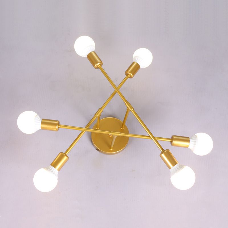 Industriële Retro Radiale Semi Flush Mount Smeedijzer-Lamp Plafond Armatuur voor Interieur Spaces