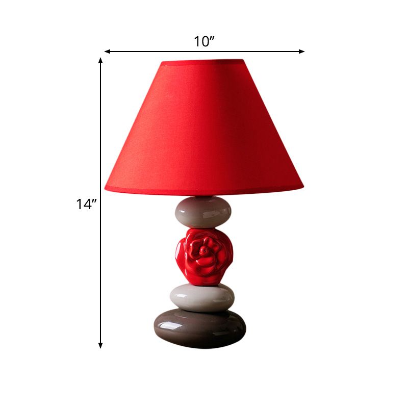 1 lampe de table à bulbe avec tissu de nuance à cône de style vintage chambre d'hôtes de bureau de bureau en rouge