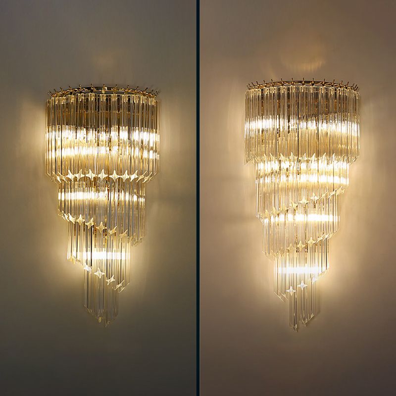 Unique Shade Crystal Wall Sconce Modern Multi-Lights Wall Mount Light Fixture in Gold
