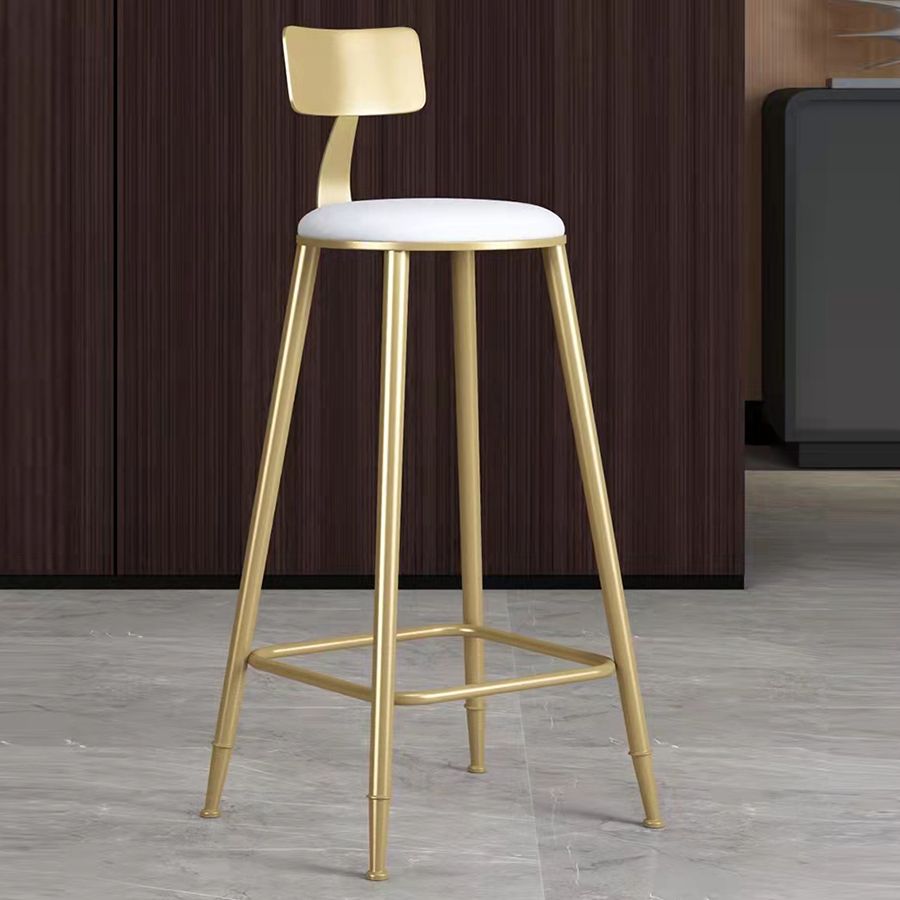 Glam Velvet Low Back Bar Stool Matte Finish Footrest Home Stool