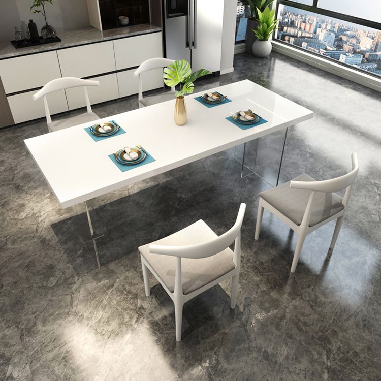 Modern 1/2/5/6/7 Pieces Rectangle Dining Set Solid Wood Dining Table with Chairs