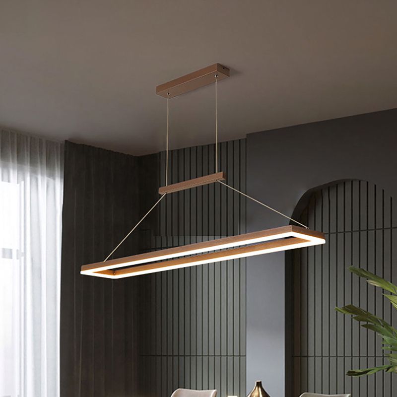 Modern Minimalist Rectangle Island Light Metal LED Restaurant Pendant Lighting for Living Room