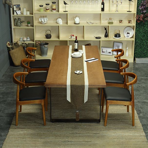 Indoor Industrial Dinette Set 1/2/5/7 Pieces Solid Wood and Metal Table Set