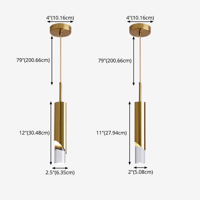 Électroplaque LED PRENDANT LED ALUMINUM Dans un style créatif moderne de style cylindroid en acrylique lampe