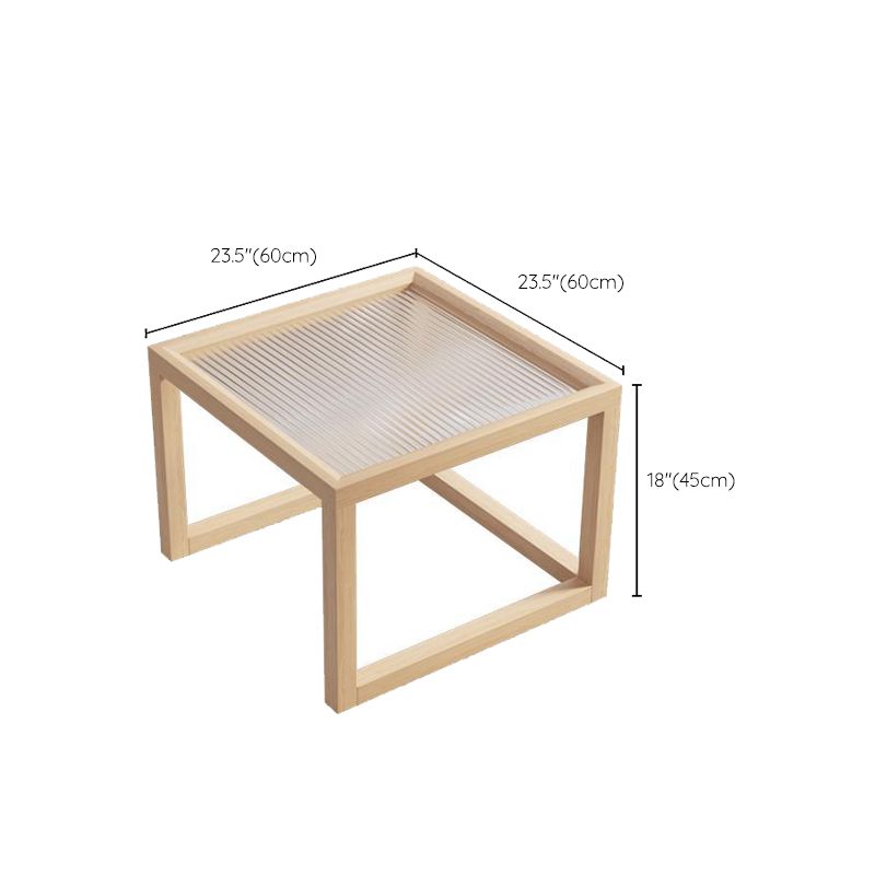 Contemporary Rectangle Coffee Table with Glass Top and Pine Wood Base