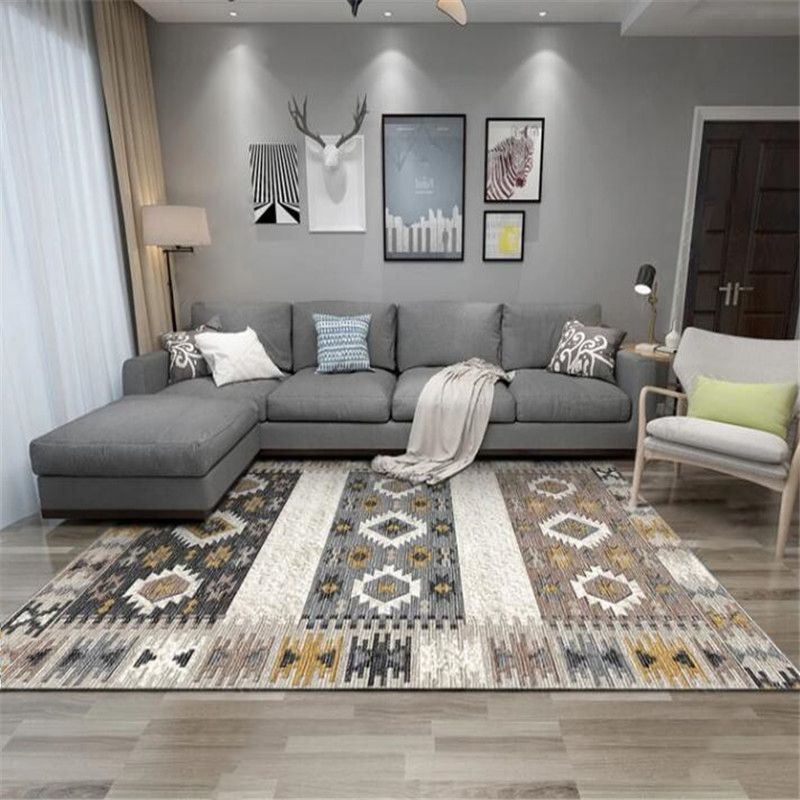 Exotic Geometric Patterned Rug Multicolored Moroccan Rug Polypropylene Stain Resistant Non-Slip Backing Machine Washable Carpet for Room