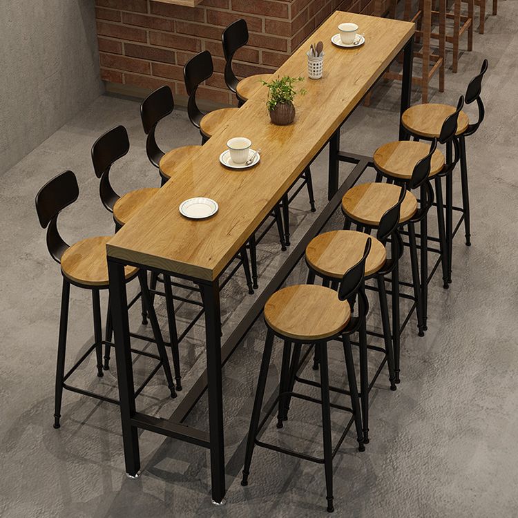 Industrial 1/2/6/11 Pieces Solid Wood Bar Table Set Fixed Counter Set for Home Use