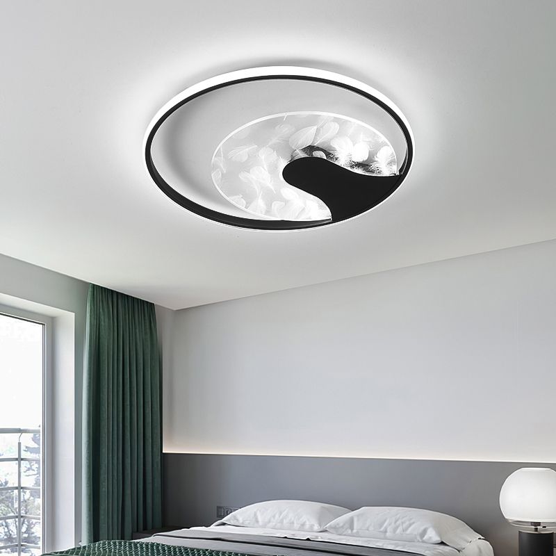 Tree Shaped Feather Flush Mount Light Simplicity Acrylic Bedroom LED Ceiling Lamp