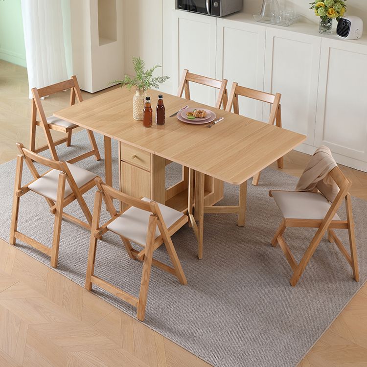 Modern Folding Dining Table Extendable for Small Spaces in Natural