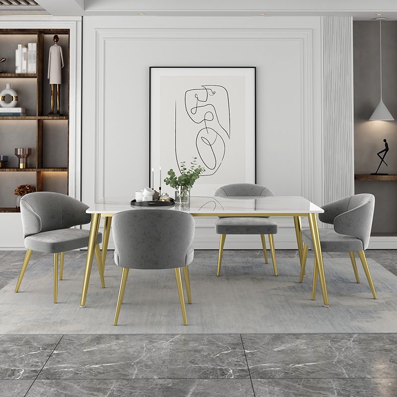 Glam White Sintered Stone Dining Table Set 1/4/5/7 Pieces Dining Set
