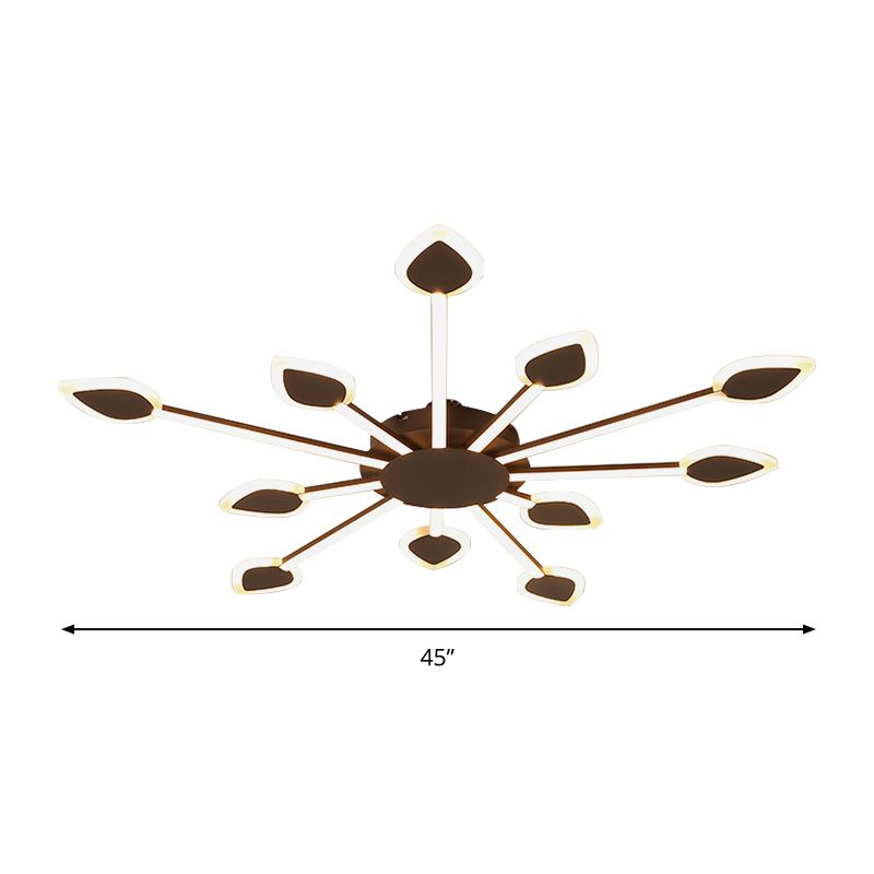 Sputnik Flush Light Contemporary Acrylic 5/11 Heads 29.5"/45" Wide Brown Close to Ceiling Lighting in Warm/White Light