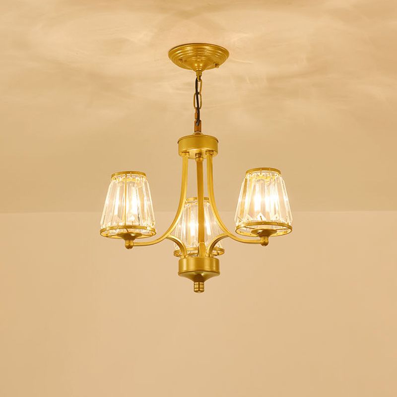 Crystal Prism Hanging Chandelier Conical Traditional Style Pendant Lighting Fixture