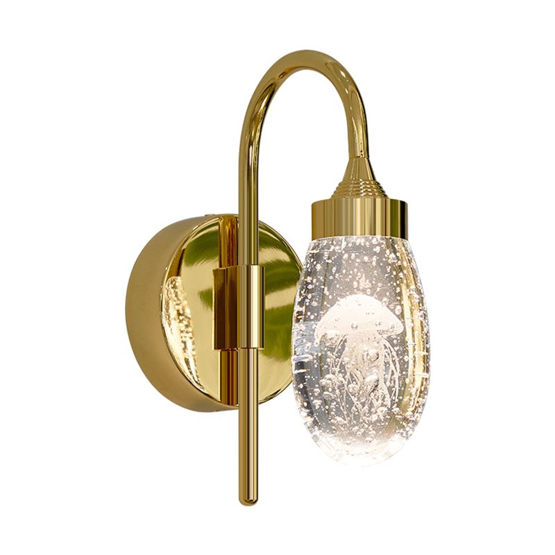 Iluminación de pared de 1 luces de oro de 1 luces de estilo moderno de cristal de cristal Ideas de iluminación de pared