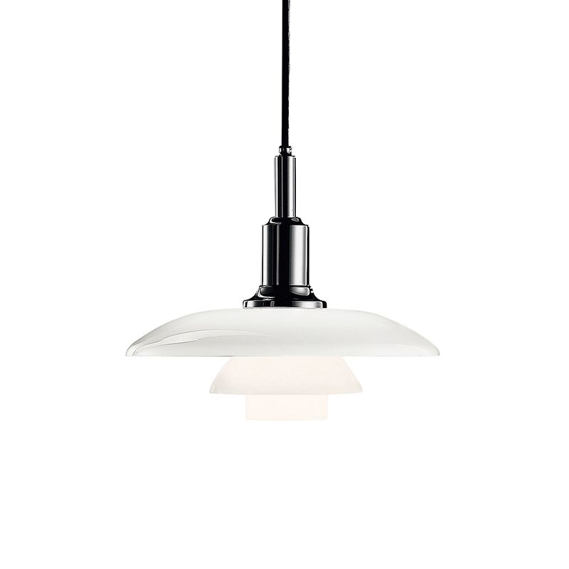 1-Light White Glass Suspended Lighting Fixture Minimalism Pendant Light Kit for Bedroom