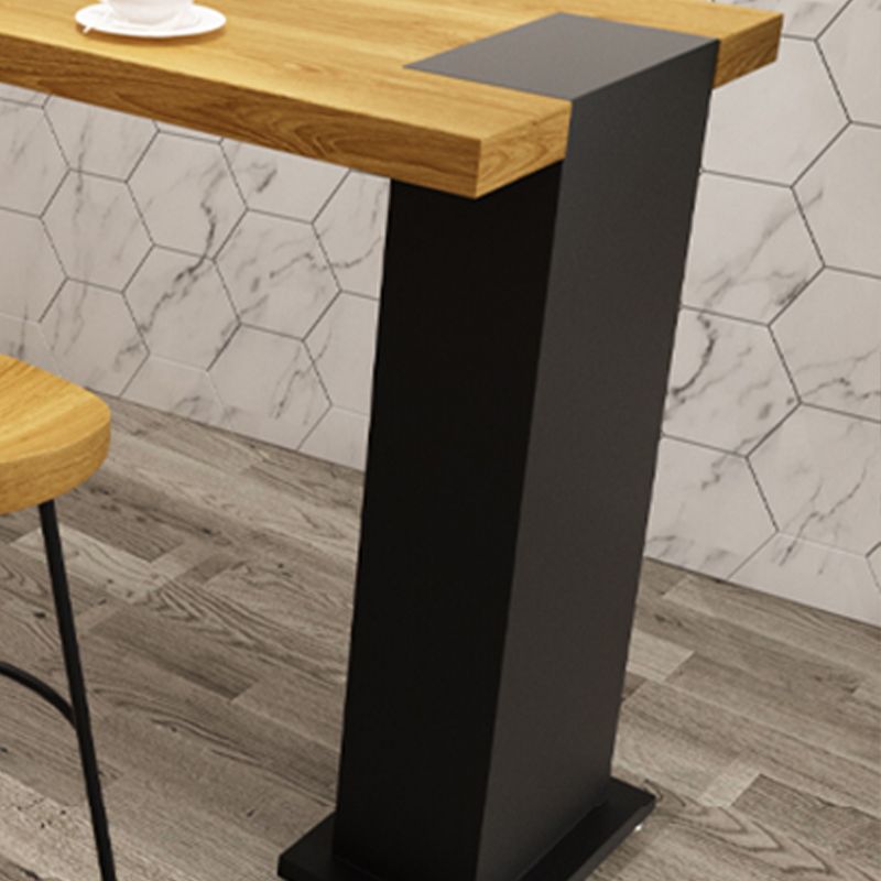 Industrial Rectangle Bar Table Pine Solid Wood Bar Dining Table with Double Pedestal