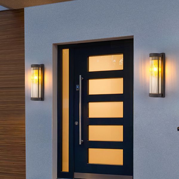 Black 1-Light Wall Lamp in Modern Concise Style Cylindrical Glass Wall Light