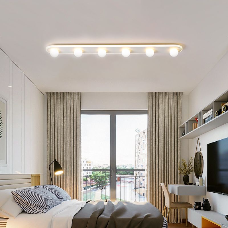 Rechthoekige Acryl Semi Flush Mount Modernist 3/4/6 Licht Wit Led Semi Flush Light Fixture in Wit/Warm Licht