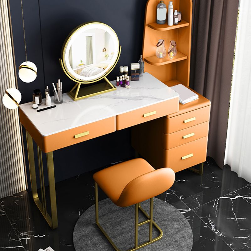 2-piece Vanity Table Set with Padded Stool Metal Make-up Vanity