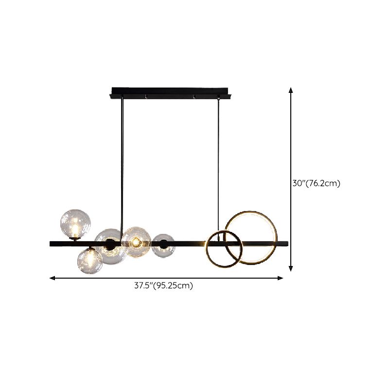 Clear Glass Shade Pendant Ceiling Fixture 5 - Head Modern Linear Kitchen Island Lighting